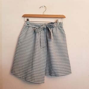 Blue Gingham Asymmetrical Mini Skirt